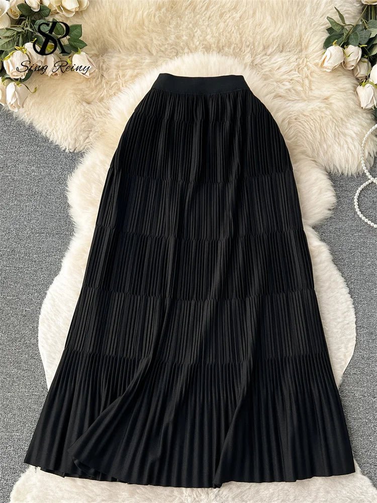 High Street Winter Long Maxi Skirt Women Elastic Waist American Retro Fashion - American Thistle High Street Winter Long Maxi Skirt Women Elastic Waist American Retro Fashion