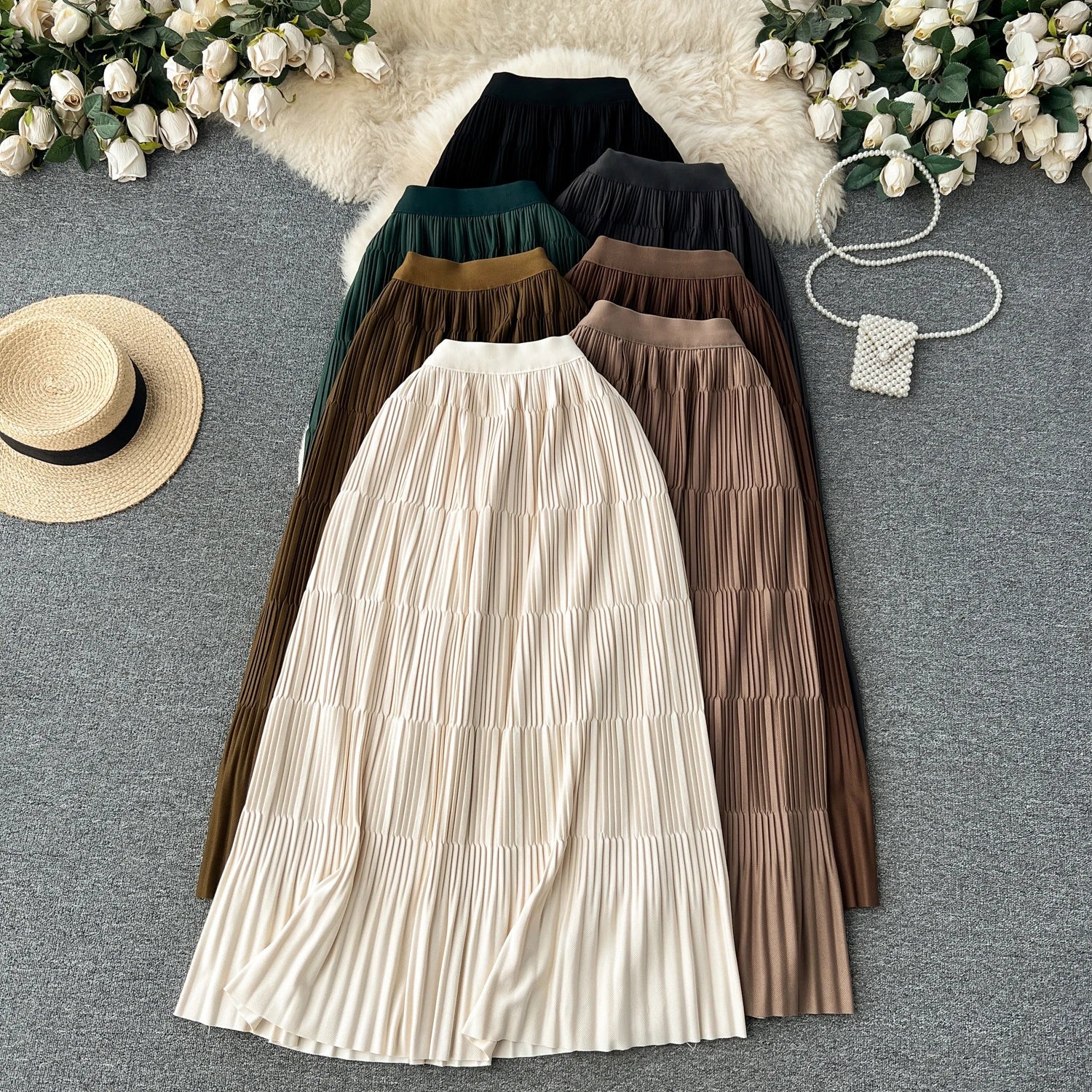 High Street Winter Long Maxi Skirt Women Elastic Waist American Retro Fashion - American Thistle High Street Winter Long Maxi Skirt Women Elastic Waist American Retro Fashion