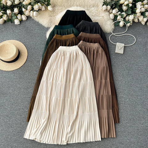 High Street Winter Long Maxi Skirt Women Elastic Waist American Retro Fashion - American Thistle High Street Winter Long Maxi Skirt Women Elastic Waist American Retro Fashion
