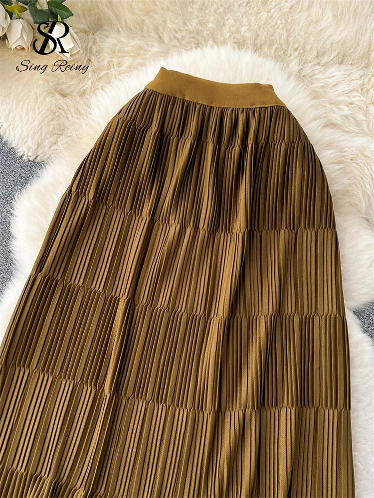 High Street Winter Long Maxi Skirt Women Elastic Waist American Retro Fashion - American Thistle High Street Winter Long Maxi Skirt Women Elastic Waist American Retro Fashion