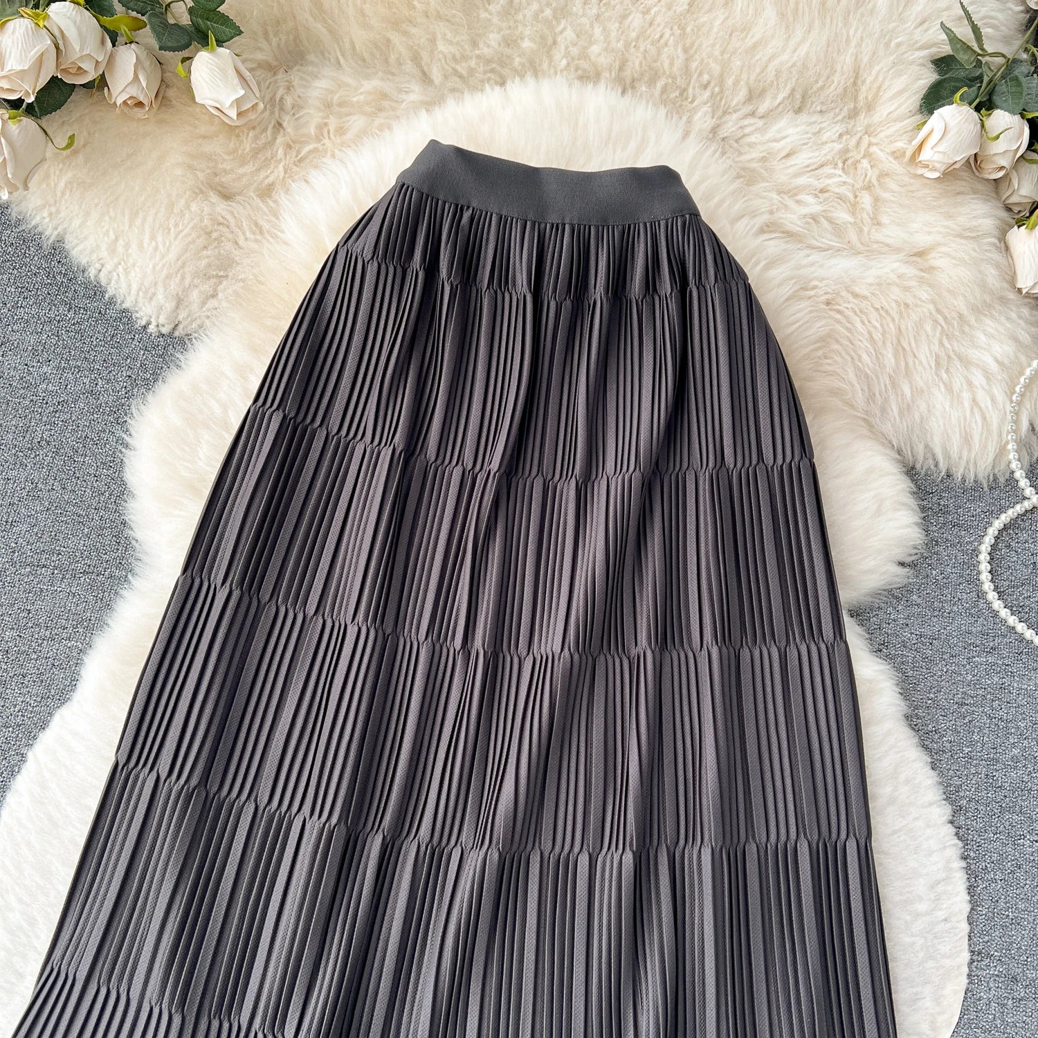 High Street Winter Long Maxi Skirt Women Elastic Waist American Retro Fashion - American Thistle High Street Winter Long Maxi Skirt Women Elastic Waist American Retro Fashion