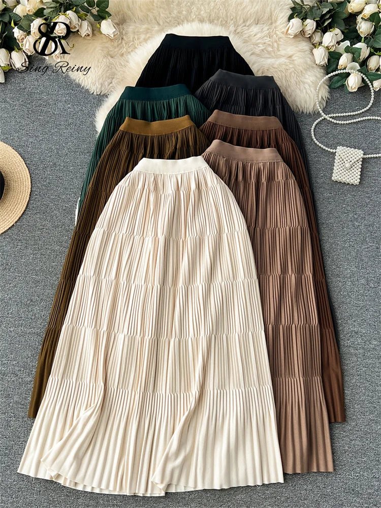 High Street Winter Long Maxi Skirt Women Elastic Waist American Retro Fashion - American Thistle High Street Winter Long Maxi Skirt Women Elastic Waist American Retro Fashion