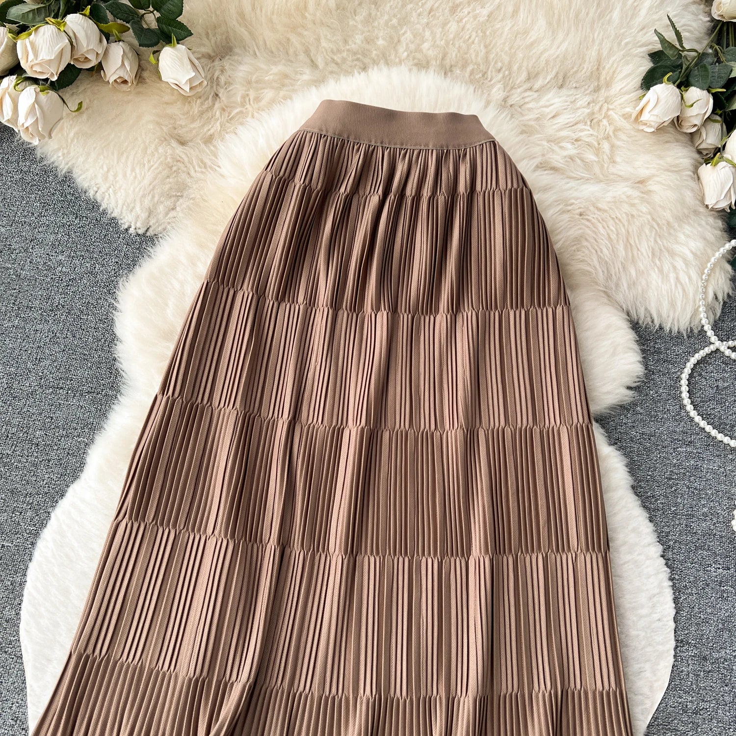High Street Winter Long Maxi Skirt Women Elastic Waist American Retro Fashion - American Thistle High Street Winter Long Maxi Skirt Women Elastic Waist American Retro Fashion