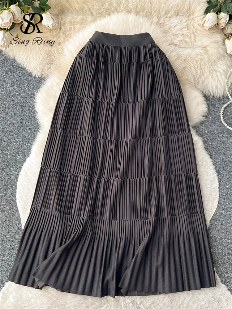 High Street Winter Long Maxi Skirt Women Elastic Waist American Retro Fashion - American Thistle High Street Winter Long Maxi Skirt Women Elastic Waist American Retro Fashion