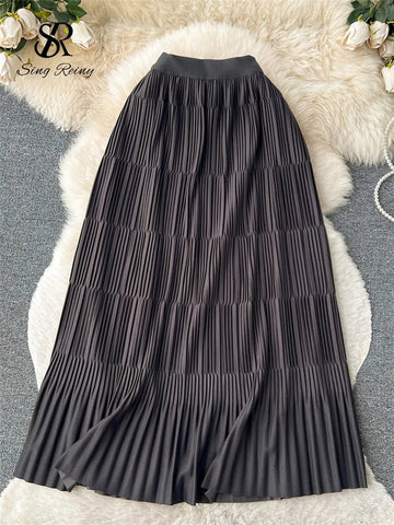 High Street Winter Long Maxi Skirt Women Elastic Waist American Retro Fashion - American Thistle High Street Winter Long Maxi Skirt Women Elastic Waist American Retro Fashion