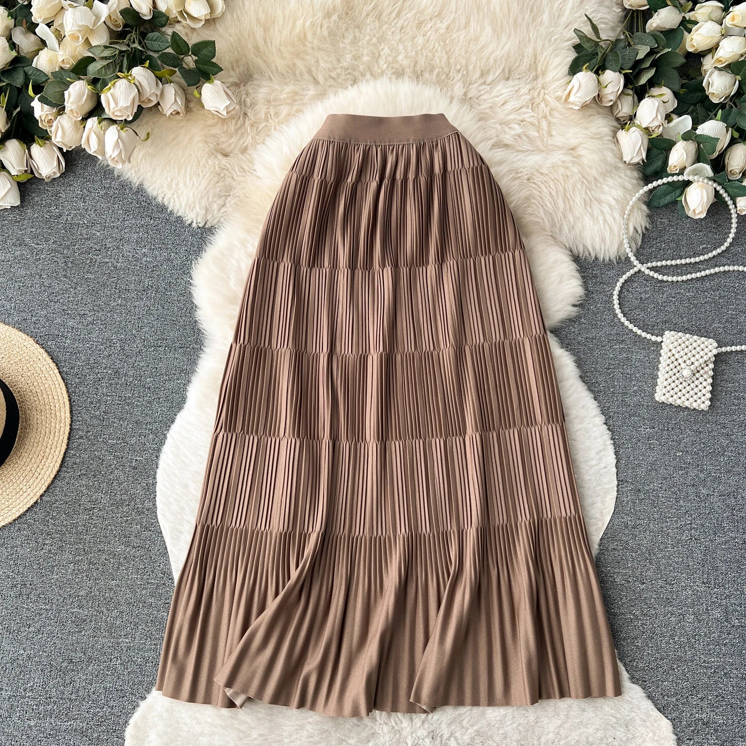High Street Winter Long Maxi Skirt Women Elastic Waist American Retro Fashion - American Thistle High Street Winter Long Maxi Skirt Women Elastic Waist American Retro Fashion