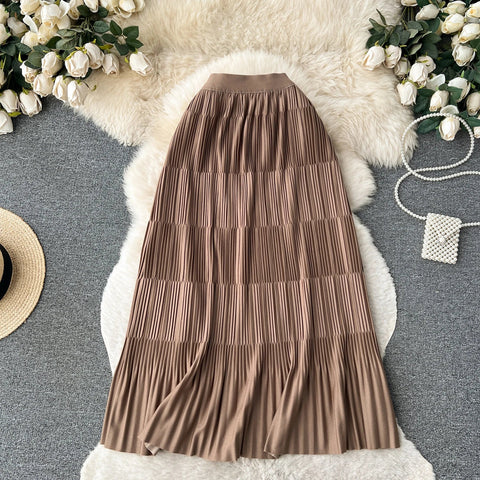 High Street Winter Long Maxi Skirt Women Elastic Waist American Retro Fashion - American Thistle High Street Winter Long Maxi Skirt Women Elastic Waist American Retro Fashion
