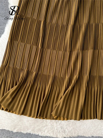 High Street Winter Long Maxi Skirt Women Elastic Waist American Retro Fashion - American Thistle High Street Winter Long Maxi Skirt Women Elastic Waist American Retro Fashion