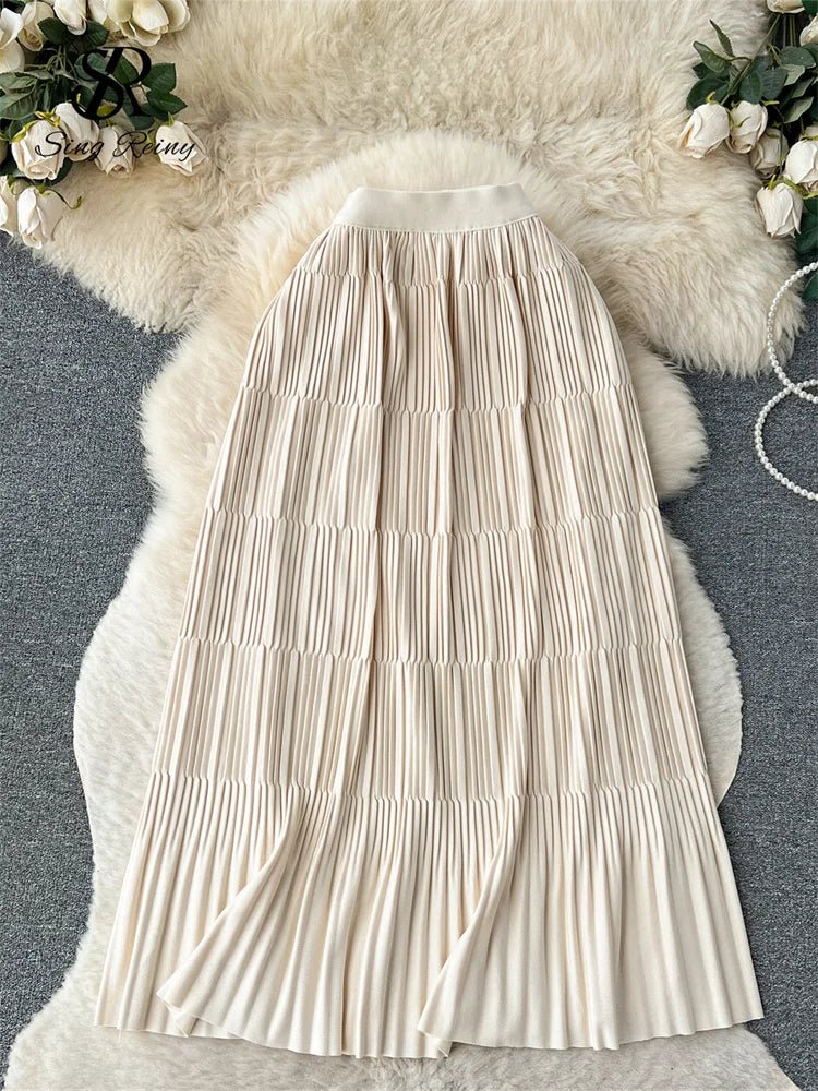 High Street Winter Long Maxi Skirt Women Elastic Waist American Retro Fashion - American Thistle High Street Winter Long Maxi Skirt Women Elastic Waist American Retro Fashion