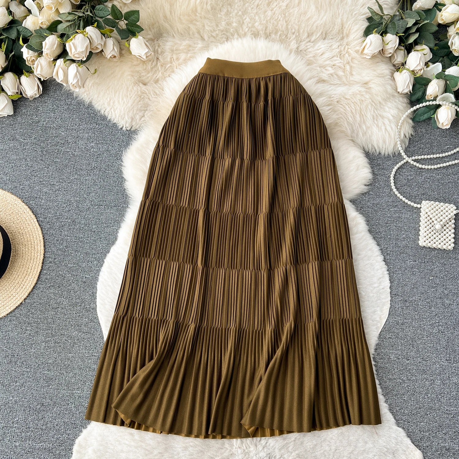 High Street Winter Long Maxi Skirt Women Elastic Waist American Retro Fashion - American Thistle High Street Winter Long Maxi Skirt Women Elastic Waist American Retro Fashion