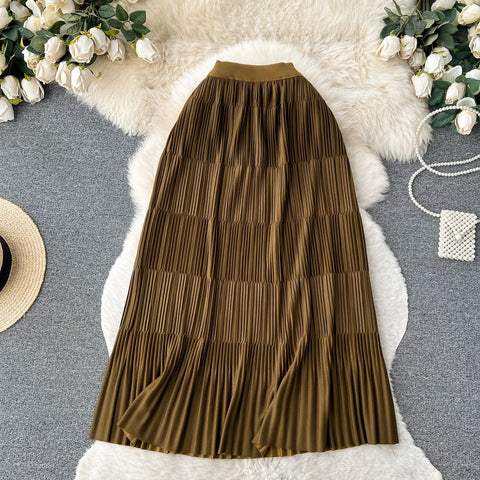 High Street Winter Long Maxi Skirt Women Elastic Waist American Retro Fashion - American Thistle High Street Winter Long Maxi Skirt Women Elastic Waist American Retro Fashion