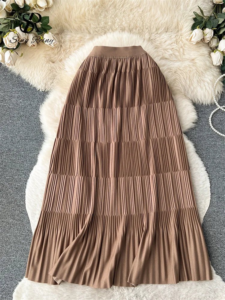 High Street Winter Long Maxi Skirt Women Elastic Waist American Retro Fashion - American Thistle High Street Winter Long Maxi Skirt Women Elastic Waist American Retro Fashion