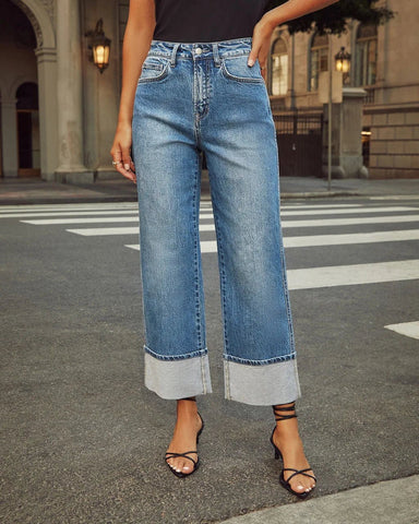 High Waist Ladies Denim Jeans Pants Vintage Straight Stretch Design for Casual Vintage Fashion Jeans - American Thistle High Waist Ladies Denim Jeans Pants Vintage Straight Stretch Design for Casual Vintage Fashion Jeans