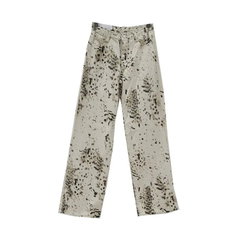 High Waist Vintage Beige Denim Trousers Women Flare Pants Wide Leg Baggy Casual - American Thistle High Waist Vintage Beige Denim Trousers Women Flare Pants Wide Leg Baggy Casual