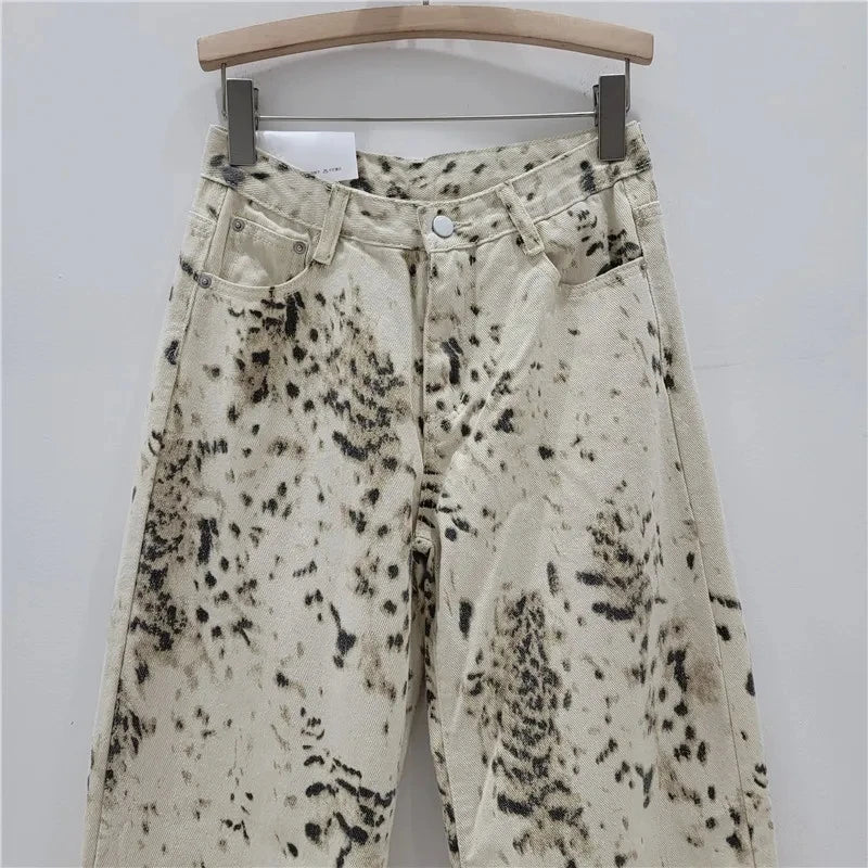 High Waist Vintage Beige Denim Trousers Women Flare Pants Wide Leg Baggy Casual - American Thistle High Waist Vintage Beige Denim Trousers Women Flare Pants Wide Leg Baggy Casual