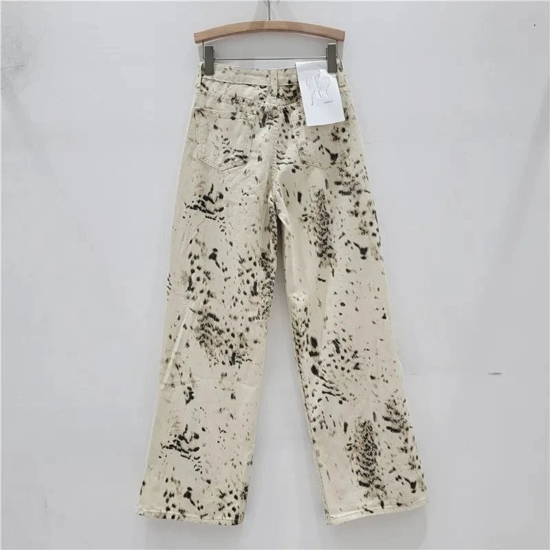 High Waist Vintage Beige Denim Trousers Women Flare Pants Wide Leg Baggy Casual - American Thistle High Waist Vintage Beige Denim Trousers Women Flare Pants Wide Leg Baggy Casual