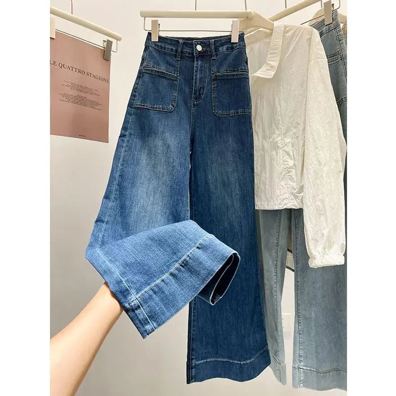 High Waist Wide Leg Jeans Women's Loose Elastic Slim Straight Long Pants - American Thistle High Waist Wide Leg Jeans Women's Loose Elastic Slim Straight Long Pants