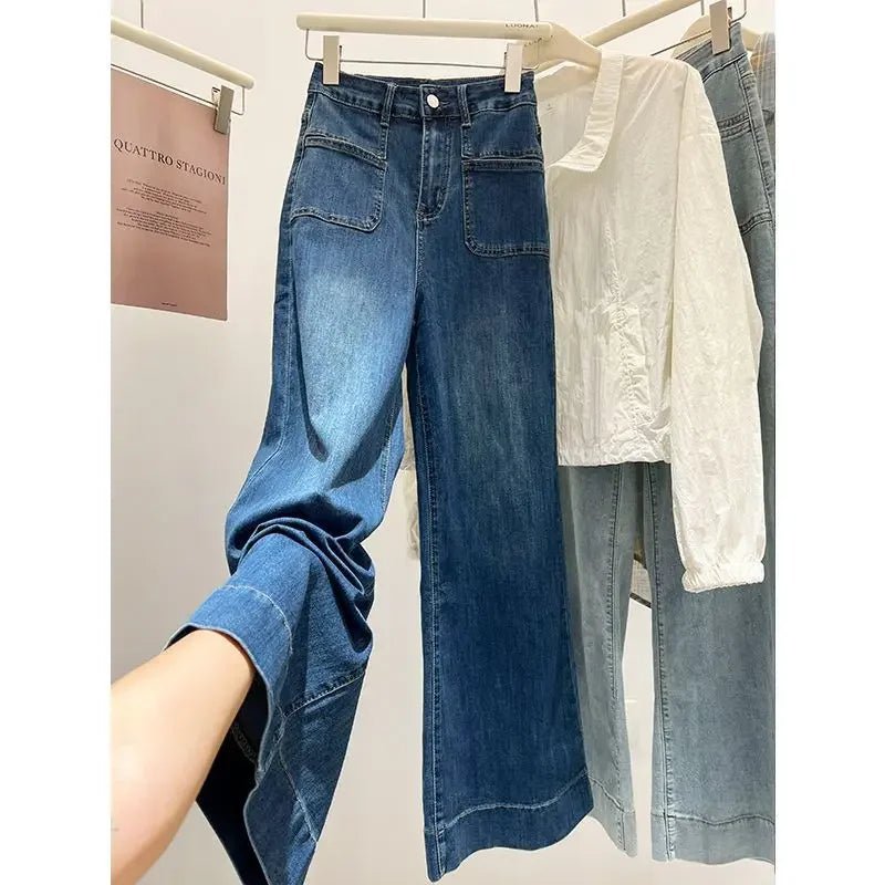 High Waist Wide Leg Jeans Women's Loose Elastic Slim Straight Long Pants - American Thistle High Waist Wide Leg Jeans Women's Loose Elastic Slim Straight Long Pants