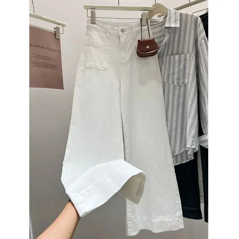 High Waist Wide Leg Jeans Women's Loose Elastic Slim Straight Long Pants - American Thistle High Waist Wide Leg Jeans Women's Loose Elastic Slim Straight Long Pants