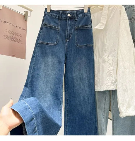 High Waist Wide Leg Jeans Women's Loose Elastic Slim Straight Long Pants - American Thistle High Waist Wide Leg Jeans Women's Loose Elastic Slim Straight Long Pants