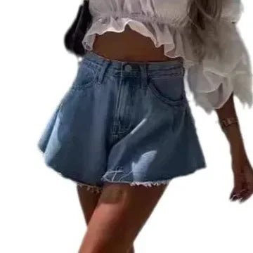 High - Waisted Denim Shorts In Style Umbrella Shape American And European - American Thistle High - Waisted Denim Shorts In Style Umbrella Shape American And European
