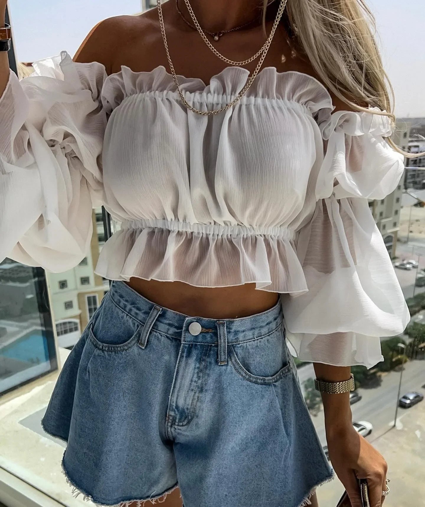 High - Waisted Denim Shorts In Style Umbrella Shape American And European - American Thistle High - Waisted Denim Shorts In Style Umbrella Shape American And European