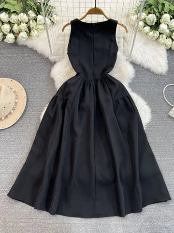 Holiday Sleeveless Black Dress Diamond Beaded Chain Collar Evening Dress Women - American Thistle Holiday Sleeveless Black Dress Diamond Beaded Chain Collar Evening Dress Women