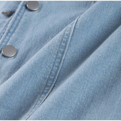 Jean Long Dress For Women Turn - down Collar Sleeveless - American Thistle Jean Long Dress For Women Turn - down Collar Sleeveless