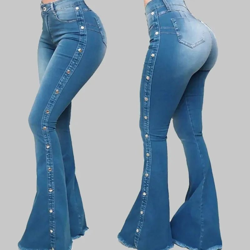 Jeans High Waist Strecth Denim Flare Pants - American Thistle Jeans High Waist Strecth Denim Flare Pants