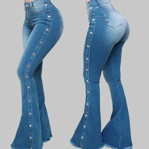 Jeans High Waist Strecth Denim Flare Pants - American Thistle Jeans High Waist Strecth Denim Flare Pants