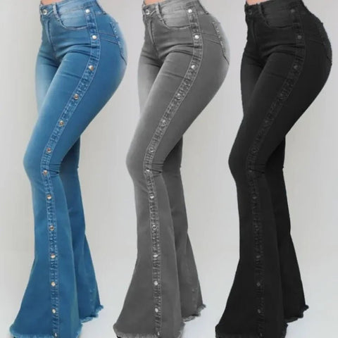Jeans High Waist Strecth Denim Flare Pants - American Thistle Jeans High Waist Strecth Denim Flare Pants