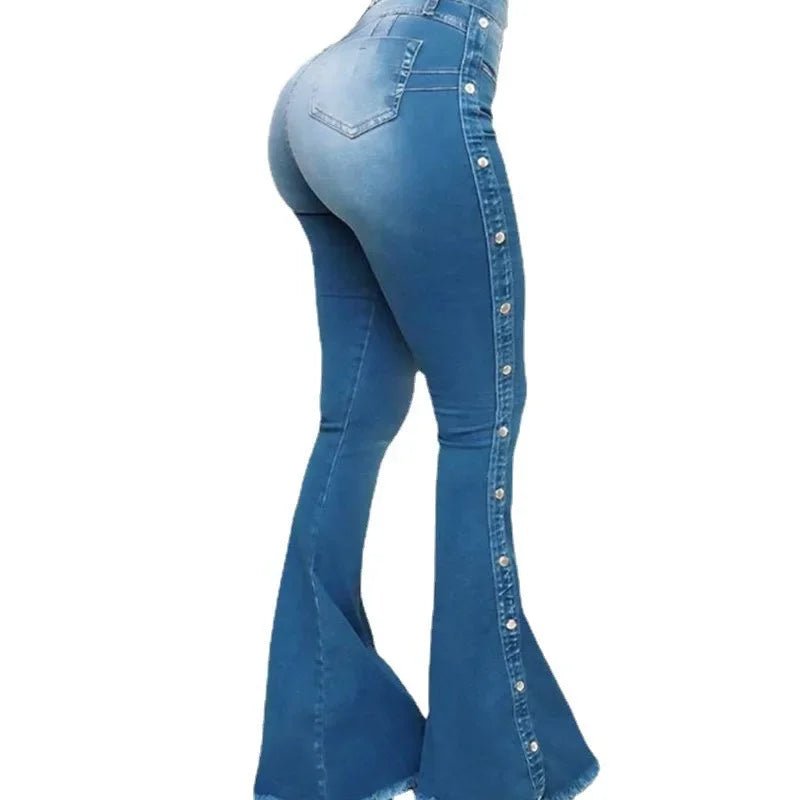 Jeans High Waist Strecth Denim Flare Pants - American Thistle Jeans High Waist Strecth Denim Flare Pants
