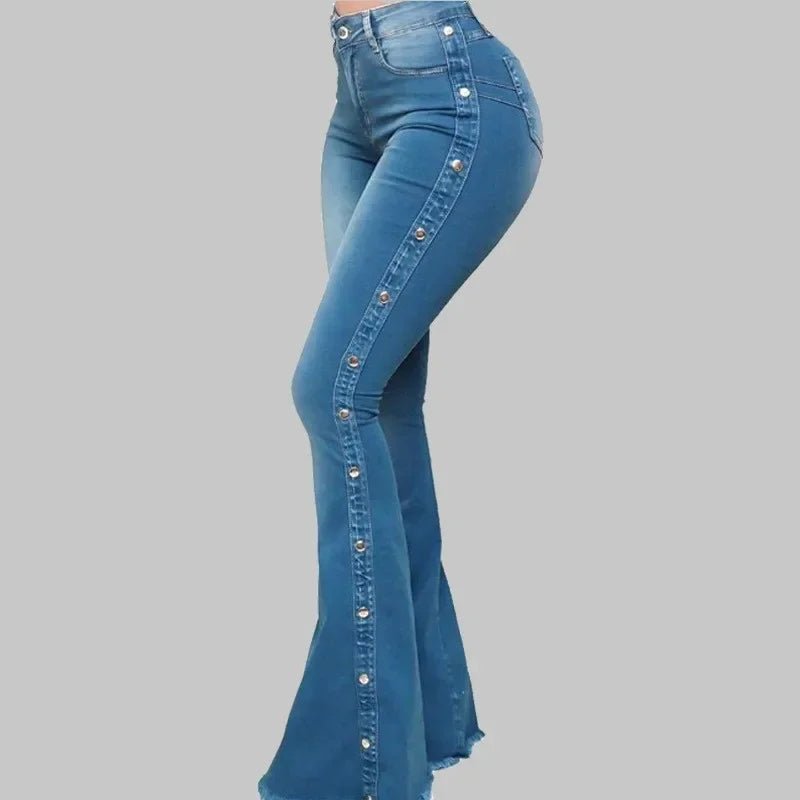 Jeans High Waist Strecth Denim Flare Pants - American Thistle Jeans High Waist Strecth Denim Flare Pants