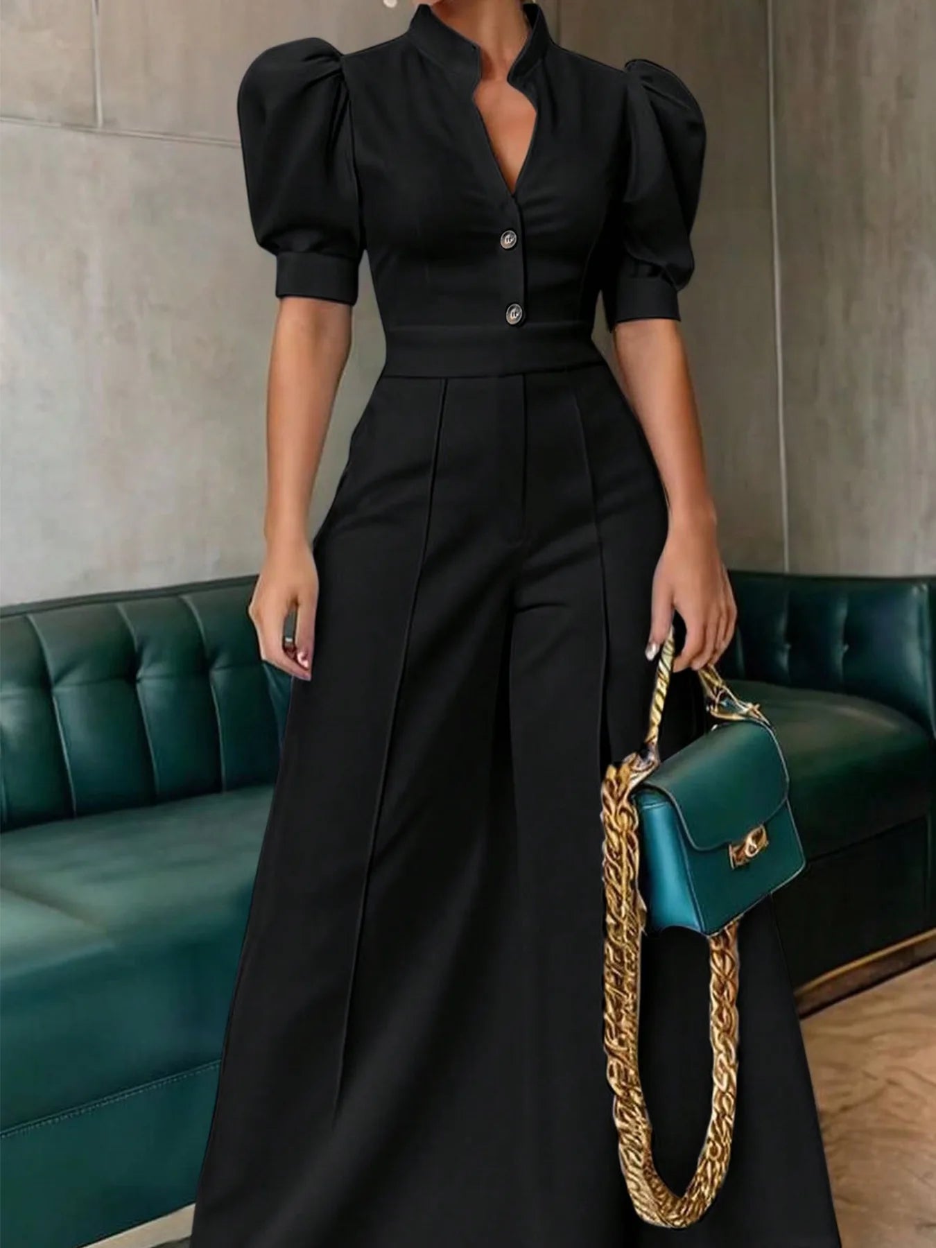 Jumpsuit Women's High Waist Wide Leg Pants Comfortable Commute - American Thistle Jumpsuit Women's High Waist Wide Leg Pants Comfortable Commute