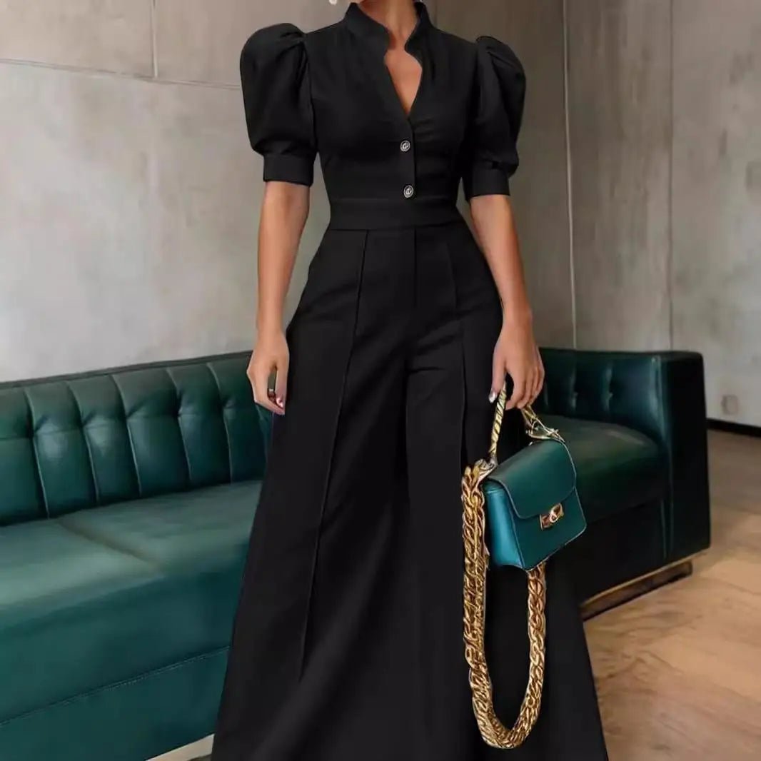 Jumpsuit Women's High Waist Wide Leg Pants Comfortable Commute - American Thistle Jumpsuit Women's High Waist Wide Leg Pants Comfortable Commute