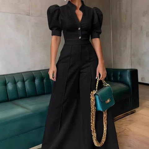 Jumpsuit Women's High Waist Wide Leg Pants Comfortable Commute - American Thistle Jumpsuit Women's High Waist Wide Leg Pants Comfortable Commute