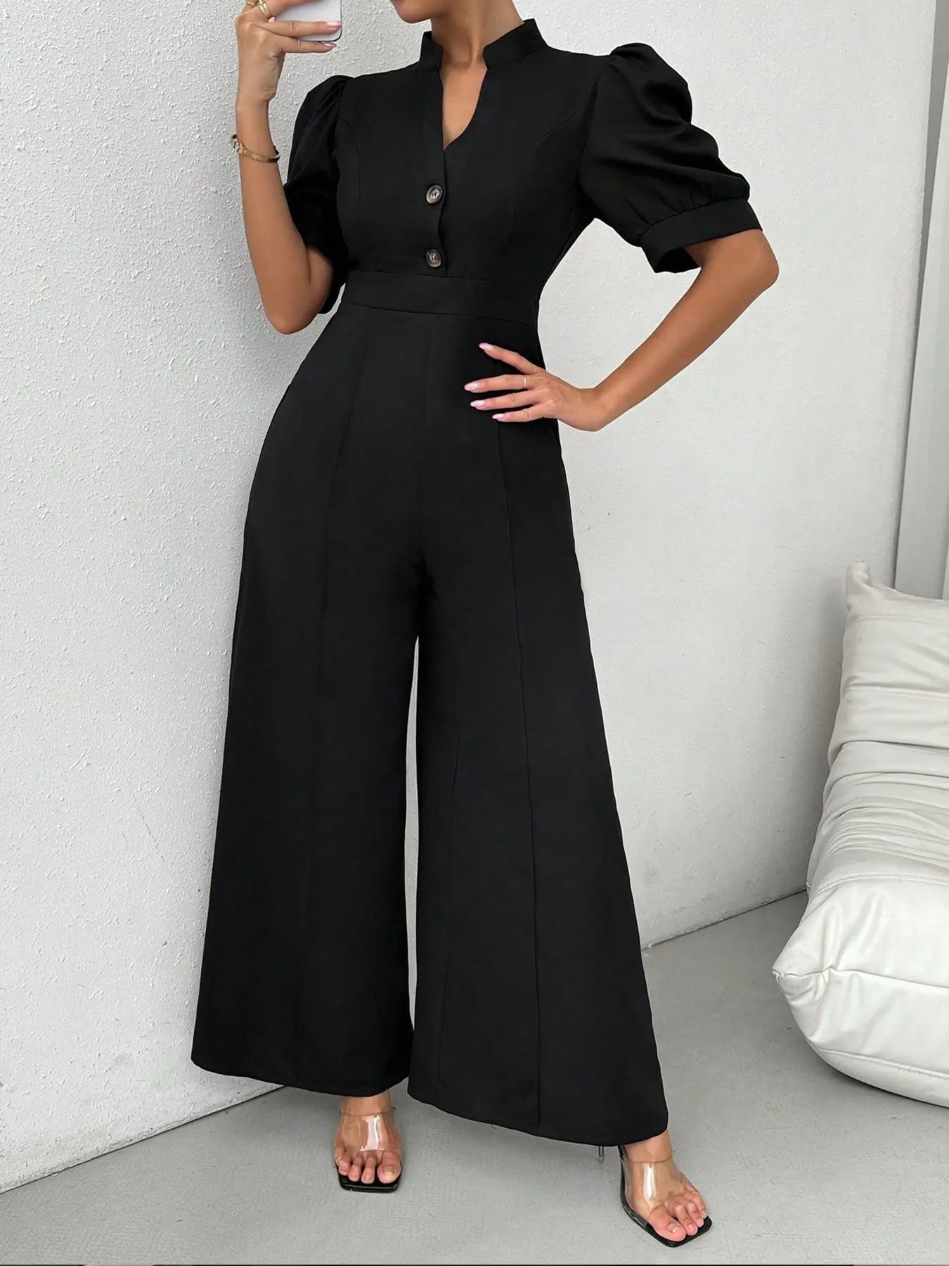 Jumpsuit Women's High Waist Wide Leg Pants Comfortable Commute - American Thistle Jumpsuit Women's High Waist Wide Leg Pants Comfortable Commute