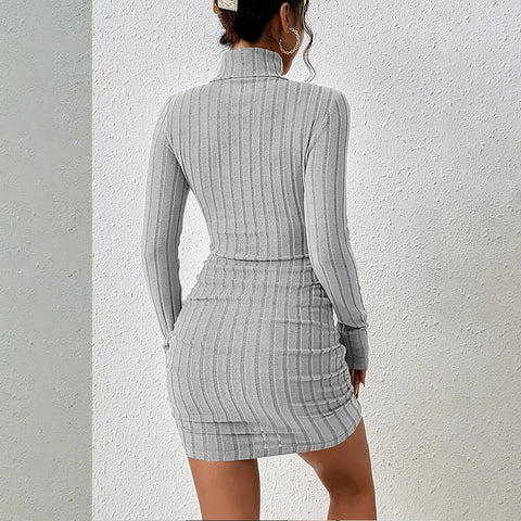 Knitted Bottoming Dress Women Elegant Party Autumn Winter Turtleneck Long Sleeves Sexy Sheath Mini Dresses Bodycon Club Dress - American Thistle Knitted Bottoming Dress Women Elegant Party Autumn Winter Turtleneck Long Sleeves Sexy Sheath Mini Dresses Bodycon Club Dress