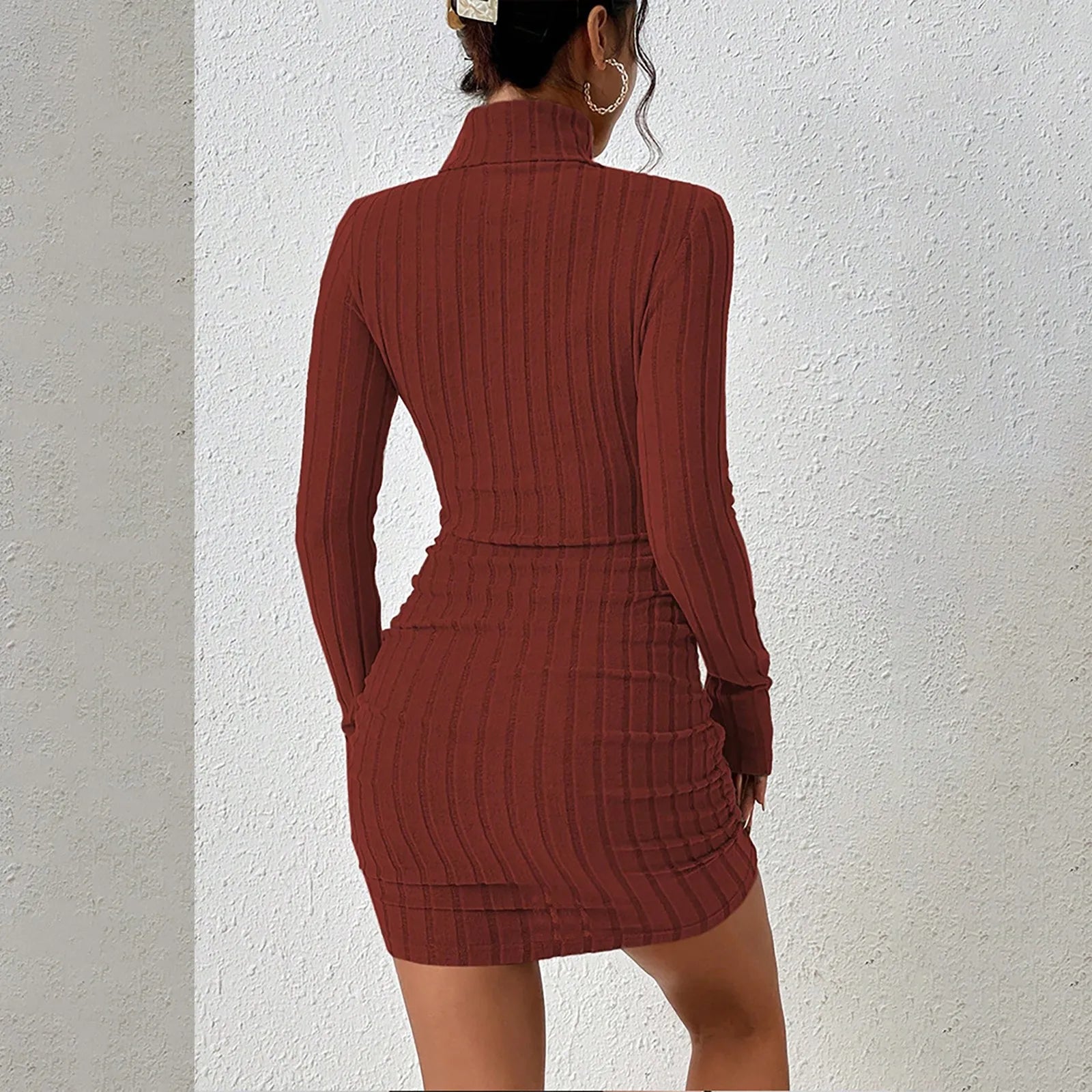 Knitted Bottoming Dress Women Elegant Party Autumn Winter Turtleneck Long Sleeves Sexy Sheath Mini Dresses Bodycon Club Dress - American Thistle Knitted Bottoming Dress Women Elegant Party Autumn Winter Turtleneck Long Sleeves Sexy Sheath Mini Dresses Bodycon Club Dress