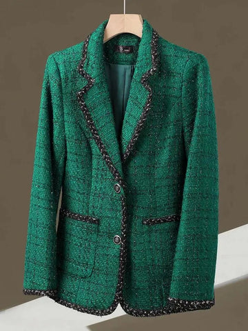 Ladies Casual Blazer Women Black Green Beige Tweed Jacket Female Long Sleeve Single Breasted Slim Coat Winter - American Thistle Ladies Casual Blazer Women Black Green Beige Tweed Jacket Female Long Sleeve Single Breasted Slim Coat Winter