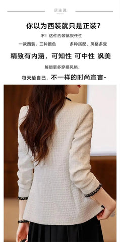 Ladies Casual Blazer Women Black Green Beige Tweed Jacket Female Long Sleeve Single Breasted Slim Coat Winter - American Thistle Ladies Casual Blazer Women Black Green Beige Tweed Jacket Female Long Sleeve Single Breasted Slim Coat Winter