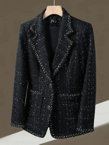 Ladies Casual Blazer Women Black Green Beige Tweed Jacket Female Long Sleeve Single Breasted Slim Coat Winter - American Thistle Ladies Casual Blazer Women Black Green Beige Tweed Jacket Female Long Sleeve Single Breasted Slim Coat Winter