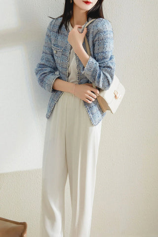 Long Sleeve Fashion Tweed Blazer/ Jackets Women Spring Winter - American Thistle Long Sleeve Fashion Tweed Blazer/ Jackets Women Spring Winter