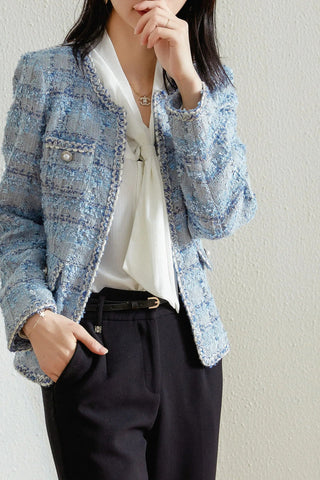 Long Sleeve Fashion Tweed Blazer/ Jackets Women Spring Winter - American Thistle Long Sleeve Fashion Tweed Blazer/ Jackets Women Spring Winter