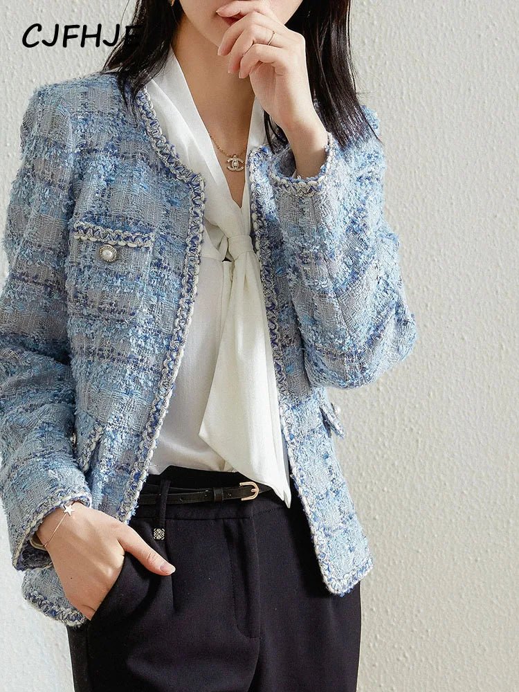 Long Sleeve Fashion Tweed Blazer/ Jackets Women Spring Winter - American Thistle Long Sleeve Fashion Tweed Blazer/ Jackets Women Spring Winter