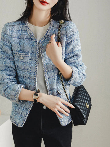 Long Sleeve Fashion Tweed Blazer/ Jackets Women Spring Winter - American Thistle Long Sleeve Fashion Tweed Blazer/ Jackets Women Spring Winter