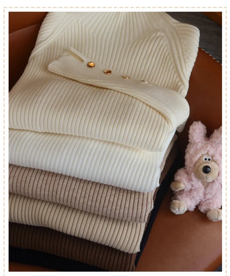 Long - Sleeve Knit pullover Turtleneck with Buttons Winter/Autumn - American Thistle Long - Sleeve Knit pullover Turtleneck with Buttons Winter/Autumn