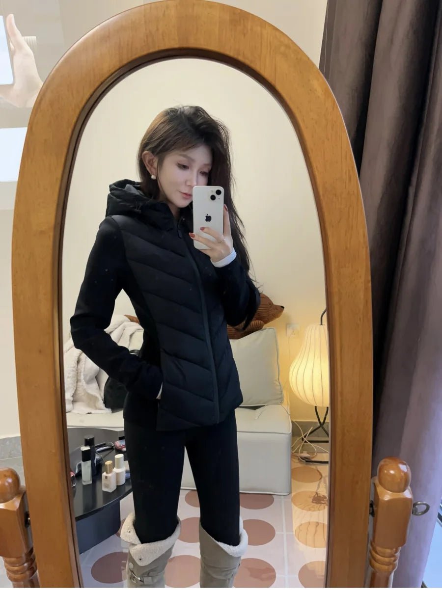 Long sleeve Puffer Standing Collar Hooded Jacket Sport - American Thistle Long sleeve Puffer Standing Collar Hooded Jacket Sport