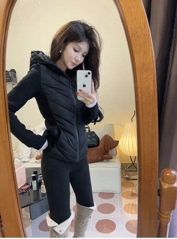 Long sleeve Puffer Standing Collar Hooded Jacket Sport - American Thistle Long sleeve Puffer Standing Collar Hooded Jacket Sport