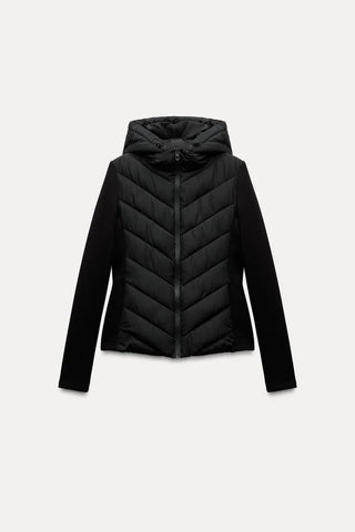 Long sleeve Puffer Standing Collar Hooded Jacket Sport - American Thistle Long sleeve Puffer Standing Collar Hooded Jacket Sport